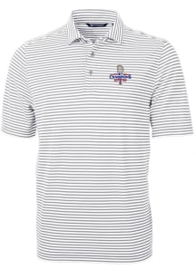 Cutter and Buck Texas Rangers Grey 2023 World Series Champions Virtue Eco Pique Stripe Big and T..