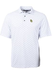 Cutter and Buck Baylor Bears White Virtue Eco Pique Tile Big and Tall Polo