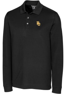 Cutter and Buck Baylor Bears Black Advantage Pique Long Sleeve Big and Tall Polo
