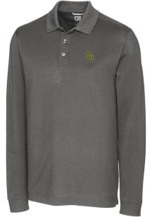 Cutter and Buck Baylor Bears Grey Advantage Pique Long Sleeve Big and Tall Polo