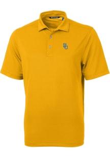 Cutter and Buck Baylor Bears Mens Gold Virtue Eco Pique Short Sleeve Polo
