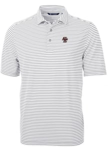 Cutter and Buck Boston College Eagles Grey Virtue Eco Pique Stripe Big and Tall Polo