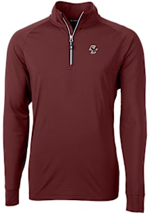 Cutter and Buck Boston College Eagles Mens Maroon Adapt Eco Knit Long Sleeve Qtr Zip Pullover