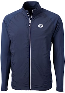 Cutter and Buck BYU Cougars Mens Navy Blue Adapt Eco Light Weight Jacket