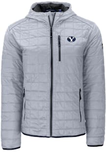 Cutter and Buck BYU Cougars Mens Grey Rainier PrimaLoft Hooded Filled Jacket