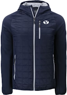 Cutter and Buck BYU Cougars Mens Navy Blue Rainier PrimaLoft Hybrid Medium Weight Jacket