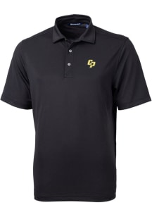 Cutter and Buck Cal Poly Mustangs Black Virtue Eco Pique Big and Tall Polo