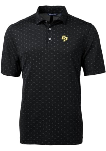 Cutter and Buck Cal Poly Mustangs Black Virtue Eco Pique Tile Big and Tall Polo
