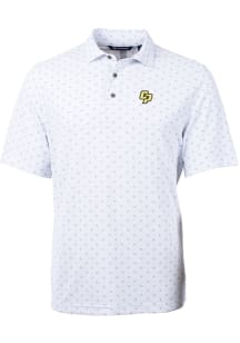 Cutter and Buck Cal Poly Mustangs White Virtue Eco Pique Tile Big and Tall Polo