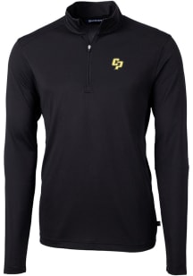 Cutter and Buck Cal Poly Mustangs Mens Black Virtue Eco Pique Big and Tall 1/4 Zip Pullover