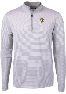 Cutter and Buck Cal Poly Mustangs Mens Grey Virtue Eco Pique Stripe Big and Tall 1/4 Zip Pullove..