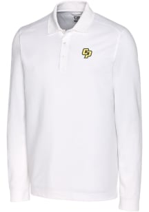 Cutter and Buck Cal Poly Mustangs White Advantage Pique Long Sleeve Big and Tall Polo