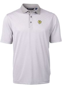 Cutter and Buck Cal Poly Mustangs Mens Grey Virtue Eco Pique Micro Stripe Short Sleeve Polo