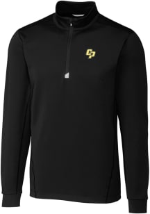 Cutter and Buck Cal Poly Mustangs Mens Black Traverse Long Sleeve 1/4 Zip Pullover