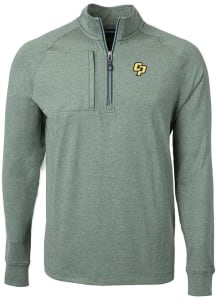 Cutter and Buck Cal Poly Mustangs Mens Green Adapt Eco Long Sleeve 1/4 Zip Pullover