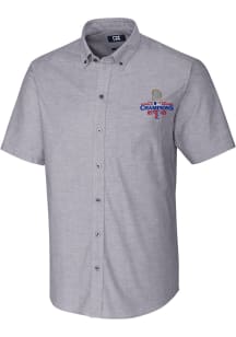 Cutter and Buck Texas Rangers Mens Charcoal 2023 World Series Champions Stretch Oxford Big and T..