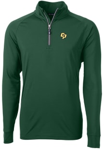 Cutter and Buck Cal Poly Mustangs Mens Green Adapt Eco Knit Long Sleeve 1/4 Zip Pullover
