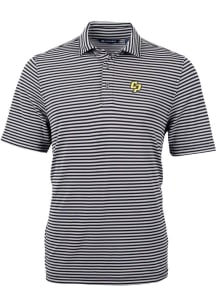Cutter and Buck Cal Poly Mustangs Mens Black Virtue Eco Pique Stripe Short Sleeve Polo