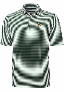 Cutter and Buck Cal Poly Mustangs Mens Green Virtue Eco Pique Stripe Short Sleeve Polo