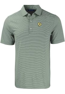 Cutter and Buck Cal Poly Mustangs Mens Green Forge Double Stripe Short Sleeve Polo