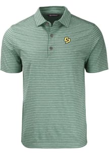 Cutter and Buck Cal Poly Mustangs Mens Green Forge Stripe Short Sleeve Polo