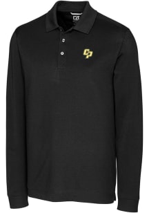 Cutter and Buck Cal Poly Mustangs Mens Black Advantage Long Sleeve Polo Shirt
