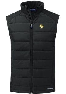 Cutter and Buck Cal Poly Mustangs Mens Black Evoke Sleeveless Jacket