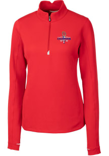 Cutter and Buck Texas Rangers Womens Red 2023 World Series Champions Traverse 1/4 Zip Pullover