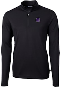 Cutter and Buck Holy Cross Crusaders Mens Black Virtue Eco Pique Big and Tall Qtr Zip