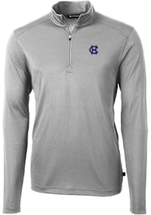 Cutter and Buck Holy Cross Crusaders Mens Grey Virtue Eco Pique Big and Tall Qtr Zip