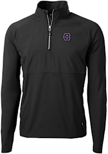 Cutter and Buck Holy Cross Crusaders Mens Black Adapt Eco Hybrid Long Sleeve Qtr Zip Pullover