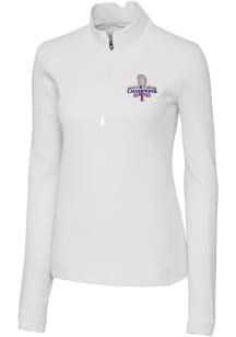Cutter and Buck Texas Rangers Womens White 2023 World Series Champions Traverse 1/4 Zip Pullover