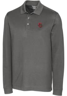 Cutter and Buck Cornell Big Red Grey Advantage Pique Long Sleeve Big and Tall Polo