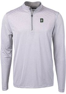 Cutter and Buck Dartmouth Big Green Mens Grey Virtue Eco Pique Stripe Big and Tall Qtr Zip