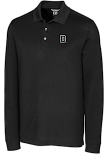 Cutter and Buck Dartmouth Big Green Black Advantage Pique Long Sleeve Big and Tall Polo