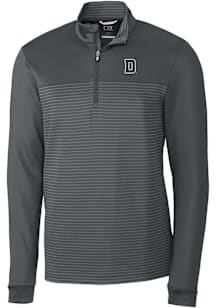 Cutter and Buck Dartmouth Big Green Mens Grey Traverse Stripe Long Sleeve Qtr Zip Pullover