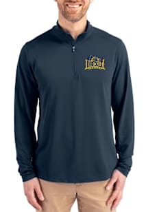 Cutter and Buck Drexel Dragons Mens Navy Blue Virtue Eco Pique Big and Tall Qtr Zip