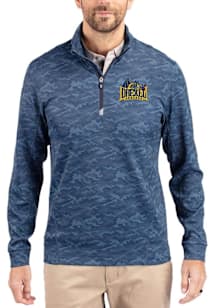 Cutter and Buck Drexel Dragons Mens Navy Blue Traverse Camo Long Sleeve Qtr Zip Pullover