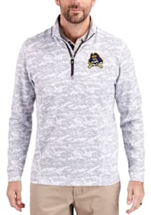 Cutter and Buck East Carolina Pirates Mens Charcoal Traverse Camo Big and Tall Qtr Zip