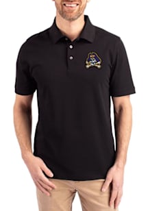 Cutter and Buck East Carolina Pirates Black Advantage Pique Big and Tall Polo