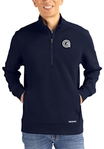 Cutter and Buck Georgetown Hoyas Mens Navy Blue Roam Long Sleeve Qtr Zip Pullover