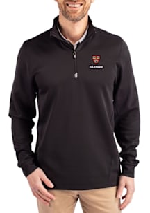 Cutter and Buck Harvard Crimson Mens Black Traverse Big and Tall Qtr Zip