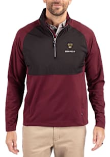 Cutter and Buck Harvard Crimson Mens Maroon Adapt Eco Hybrid Long Sleeve Qtr Zip Pullover