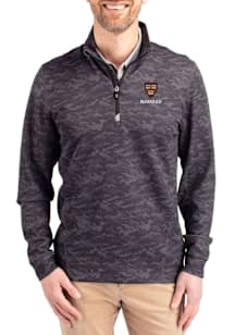 Cutter and Buck Harvard Crimson Mens Black Traverse Camo Long Sleeve Qtr Zip Pullover