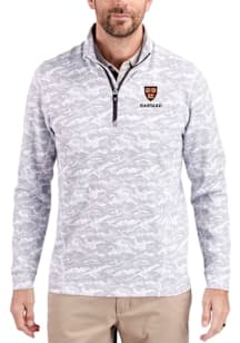 Cutter and Buck Harvard Crimson Mens Charcoal Traverse Camo Long Sleeve Qtr Zip Pullover