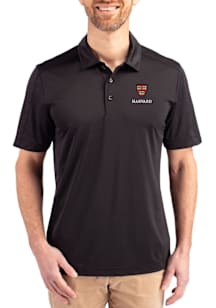 Cutter and Buck Harvard Crimson Mens Black Prospect Short Sleeve Polo