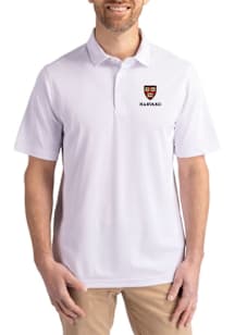 Cutter and Buck Harvard Crimson Mens White Virtue Eco Pique Short Sleeve Polo
