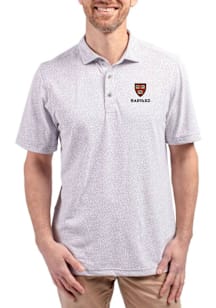 Cutter and Buck Harvard Crimson Mens Grey Virtue Eco Pique Botanical Short Sleeve Polo
