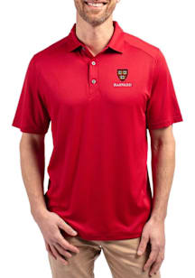 Cutter and Buck Harvard Crimson Mens Cardinal Forge Recycled Short Sleeve Polo