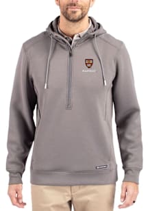 Cutter and Buck Harvard Crimson Mens Grey Roam Long Sleeve Hoodie